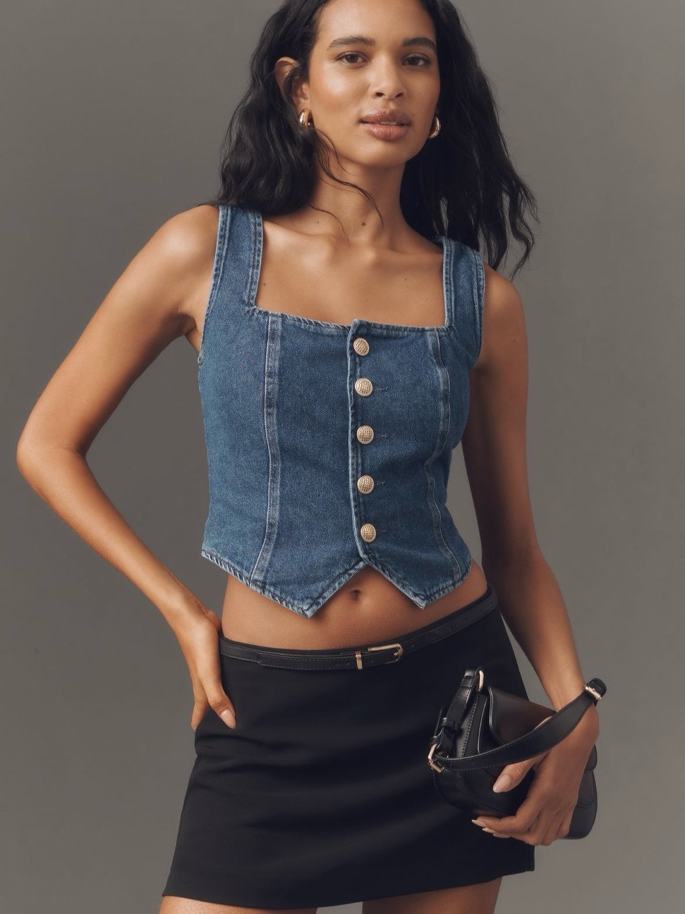 Retormation Bo Denim Crop Vest